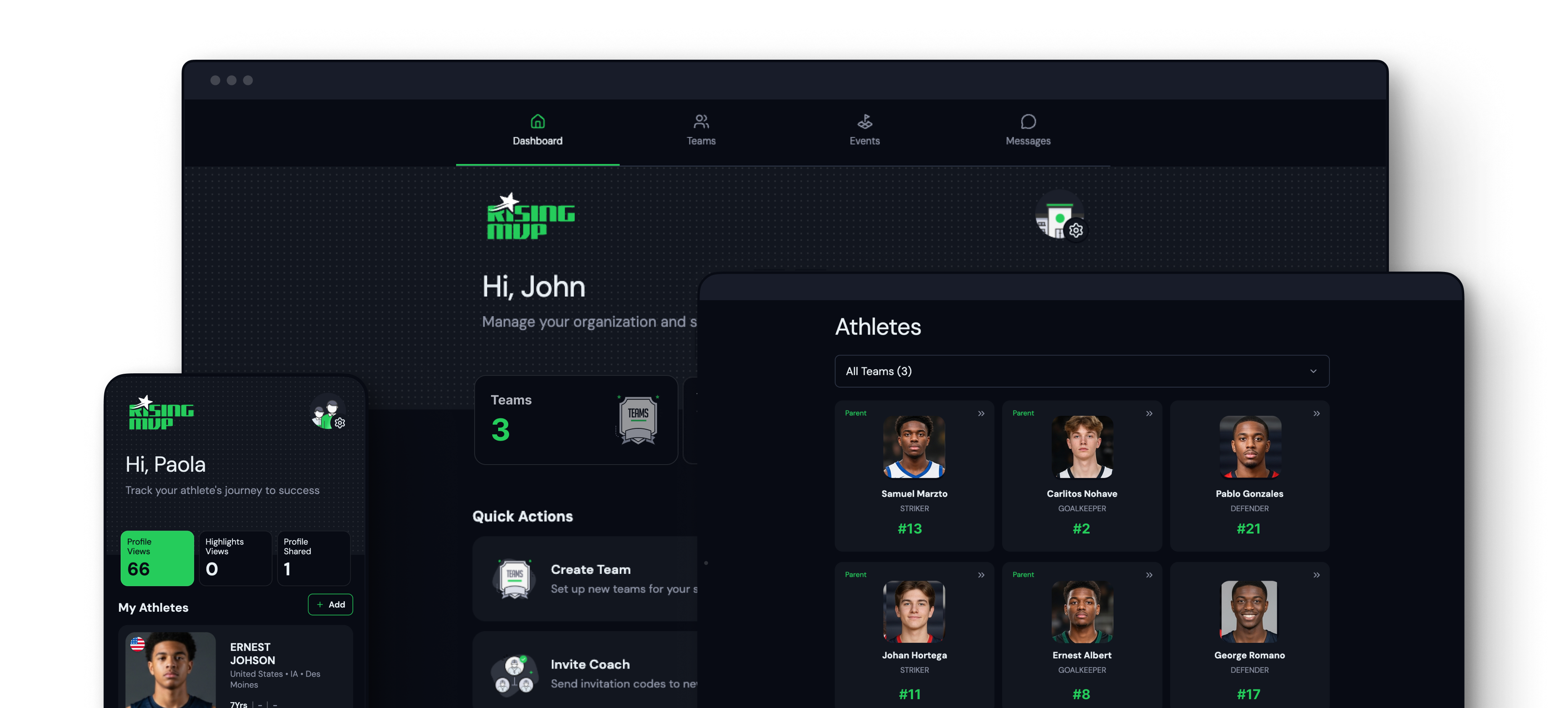 RisingMVP app on multiple devices